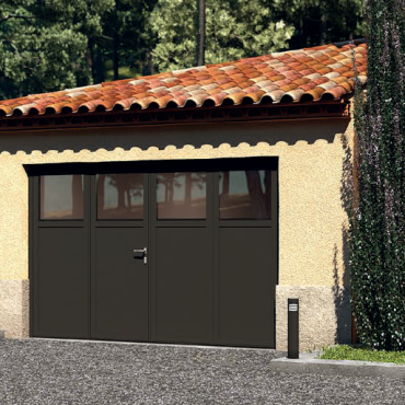 TY PAU POrte de garage battante aluminium 2occulus