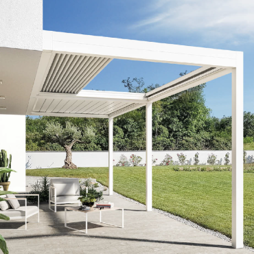 TY PAU - pergola adossée lame retractable orientable blanche