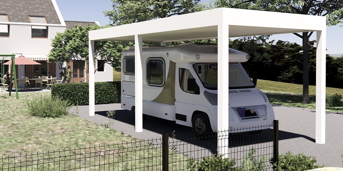 TY PAU CARPORT toit plat pose libre 2 camping car