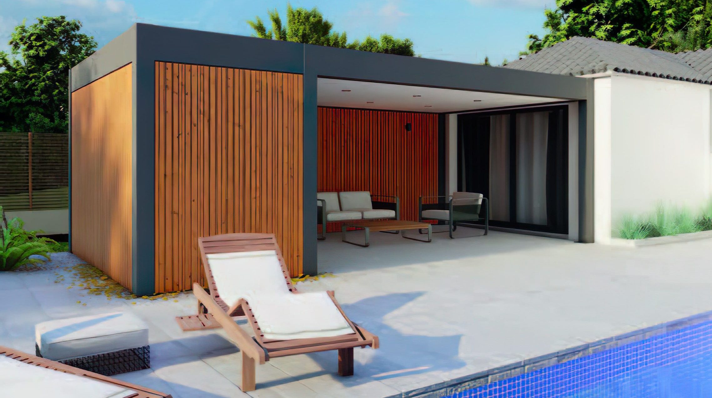 TY PAU PoolHouse abri de terrasse piscine local protections solaires rangement